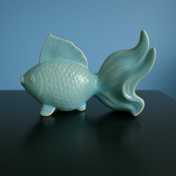 Chic Blue Ceramic Fish Decor – Coastal Home Vibes 🐟 - Picture 3 of 11